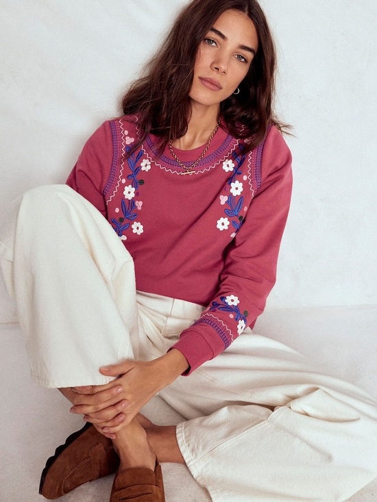 Boden Sweaters - Boden Red Hannah Embroidered Sweatshirt- NWT Sz L